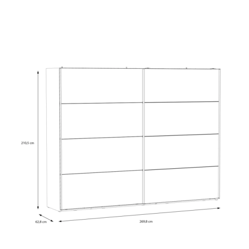 Szafa przesuwna z lustrem 270 cm Świerk Alpejski/Czarny